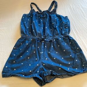 Girls star denim romper